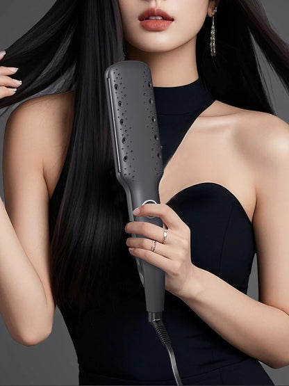 Dark gray Trendsi fast heating hair straightener with European plug, showcasing sleek design and ceramic plates for smooth styling.