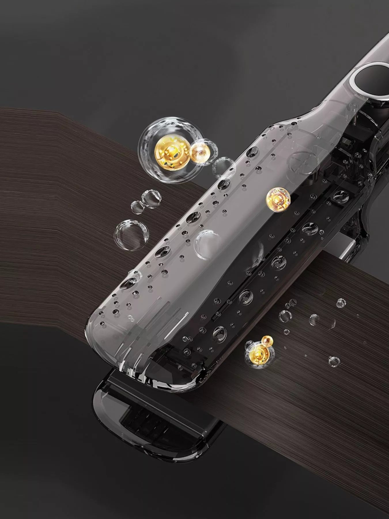 Dark gray Trendsi fast heating hair straightener with European plug, sleek design, and ceramic plates for smooth styling.