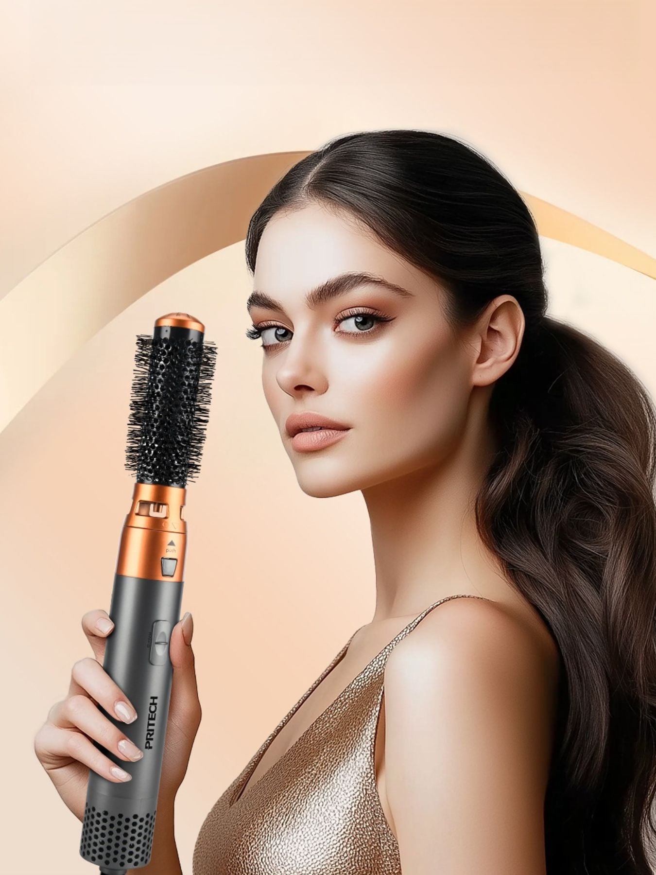Dark gray Trendsi fast heating hot air brush with European plug for quick styling and blow-drying.