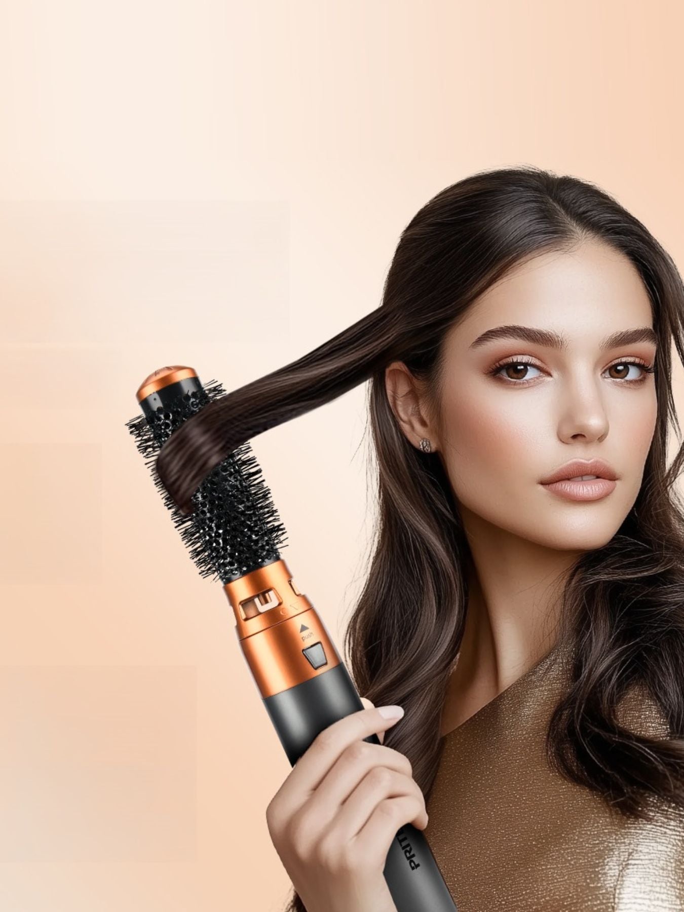 Dark gray Trendsi fast heating hot air brush with European plug for quick styling and drying of hair.