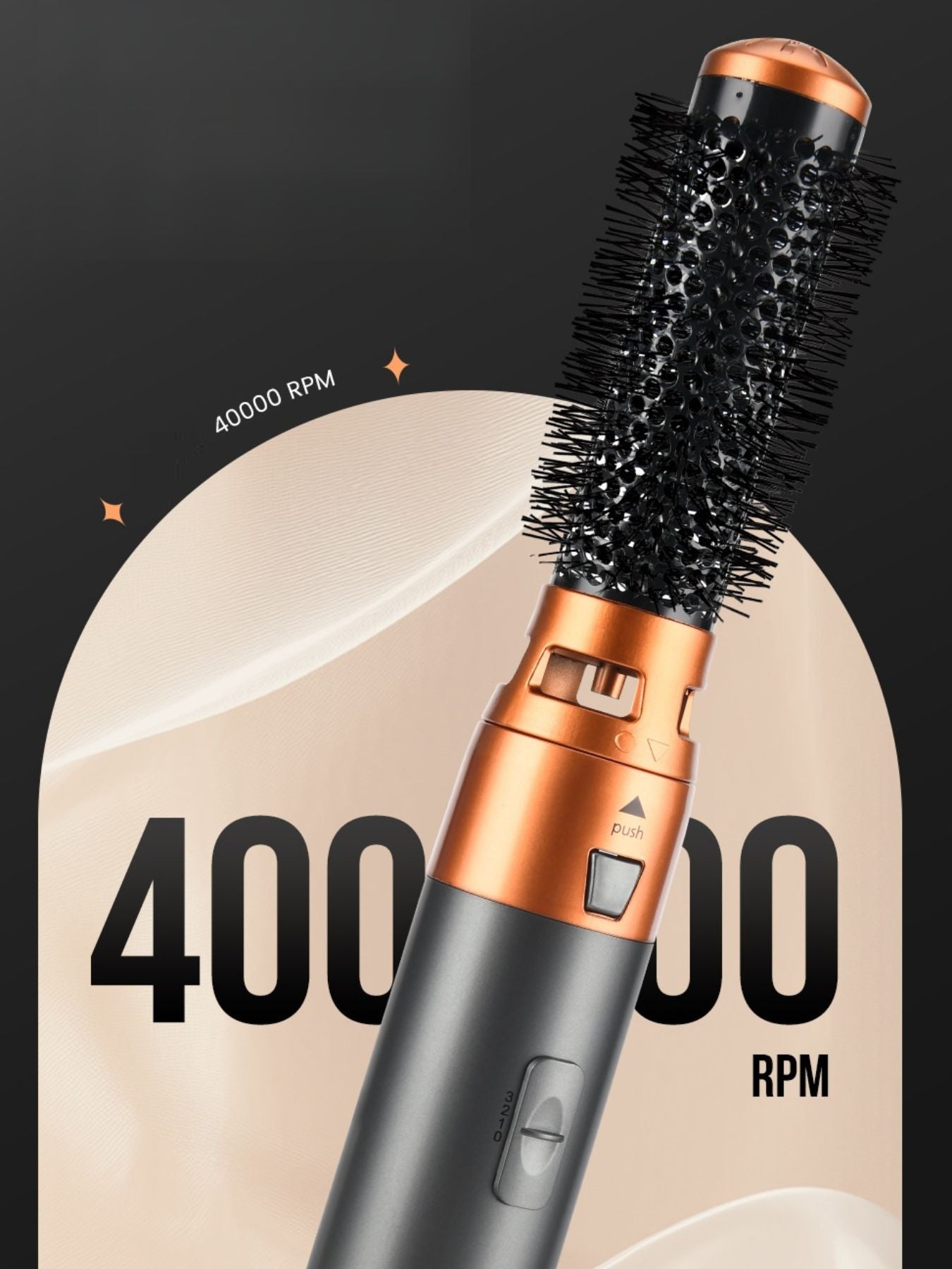 Dark gray Trendsi fast heating hot air brush with European plug for quick styling and smooth hair drying.