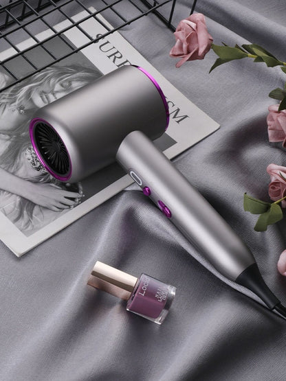 Dark gray high-speed hair dryer with temperature control from Trendsi, featuring European plug and ergonomic design.