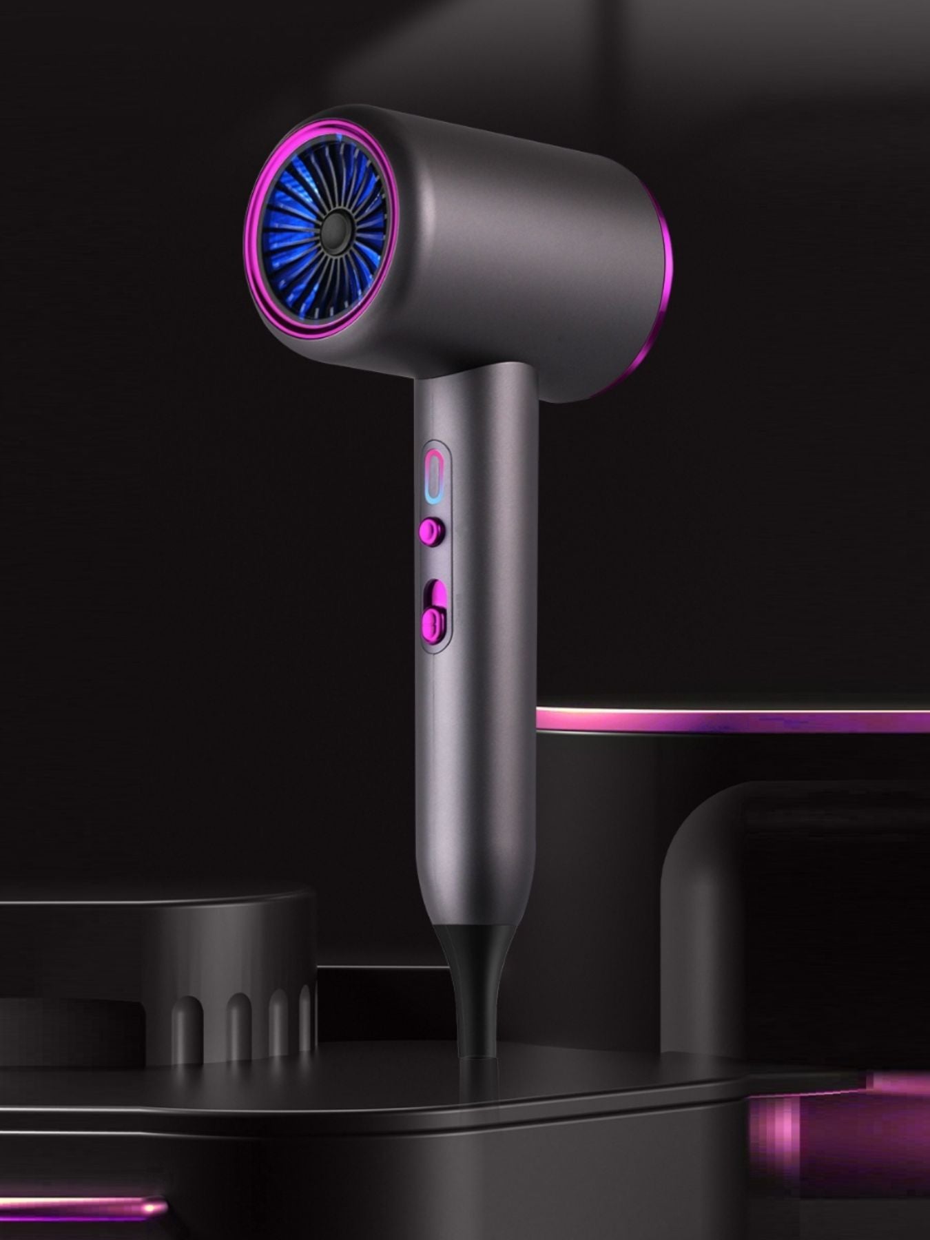 Dark gray high-speed hair dryer with temperature control from Trendsi, featuring European plug and sleek design.