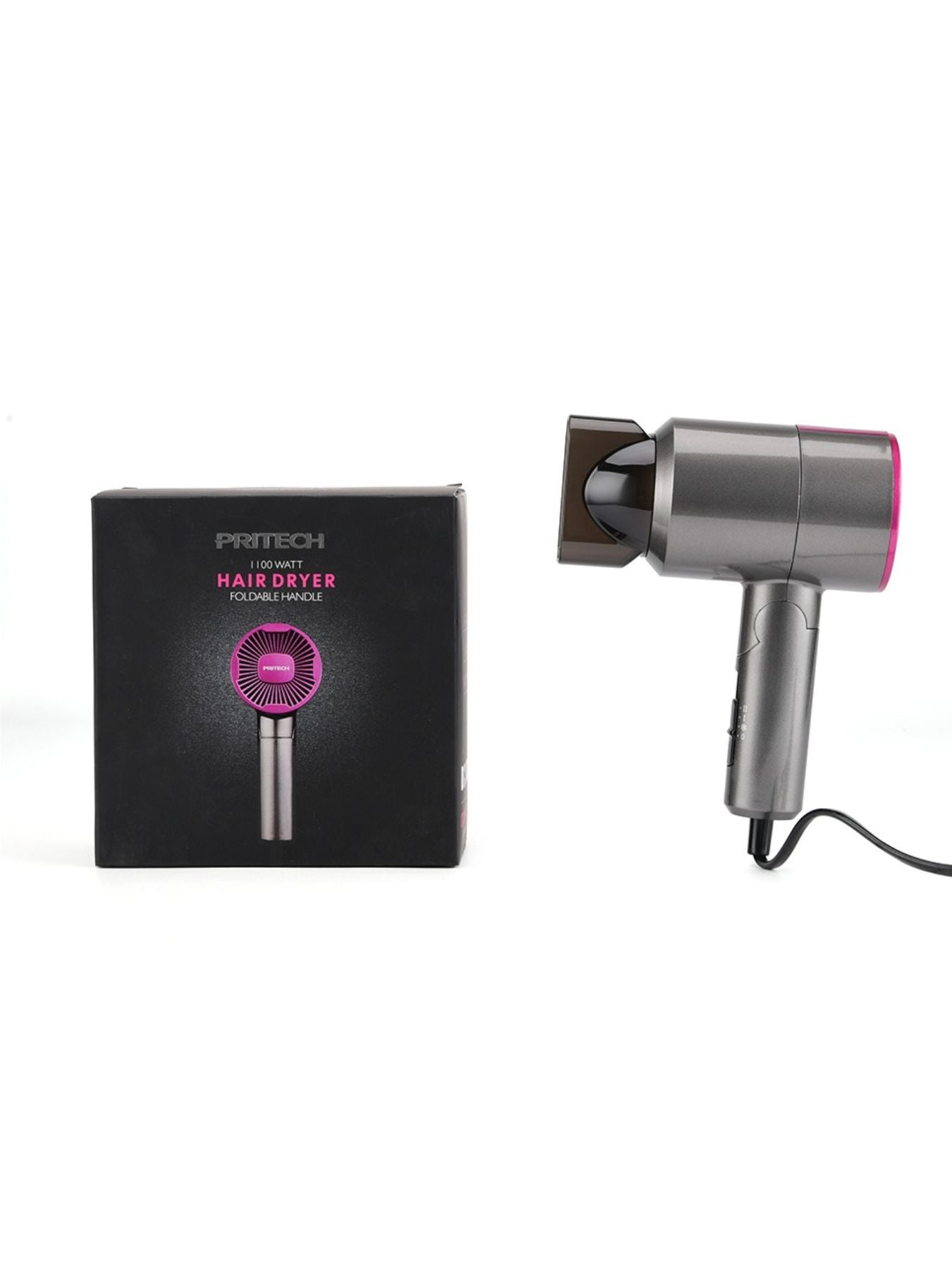 Dark gray lightweight household hair dryer by Trendsi with European plug, compact design for easy use and quick drying.