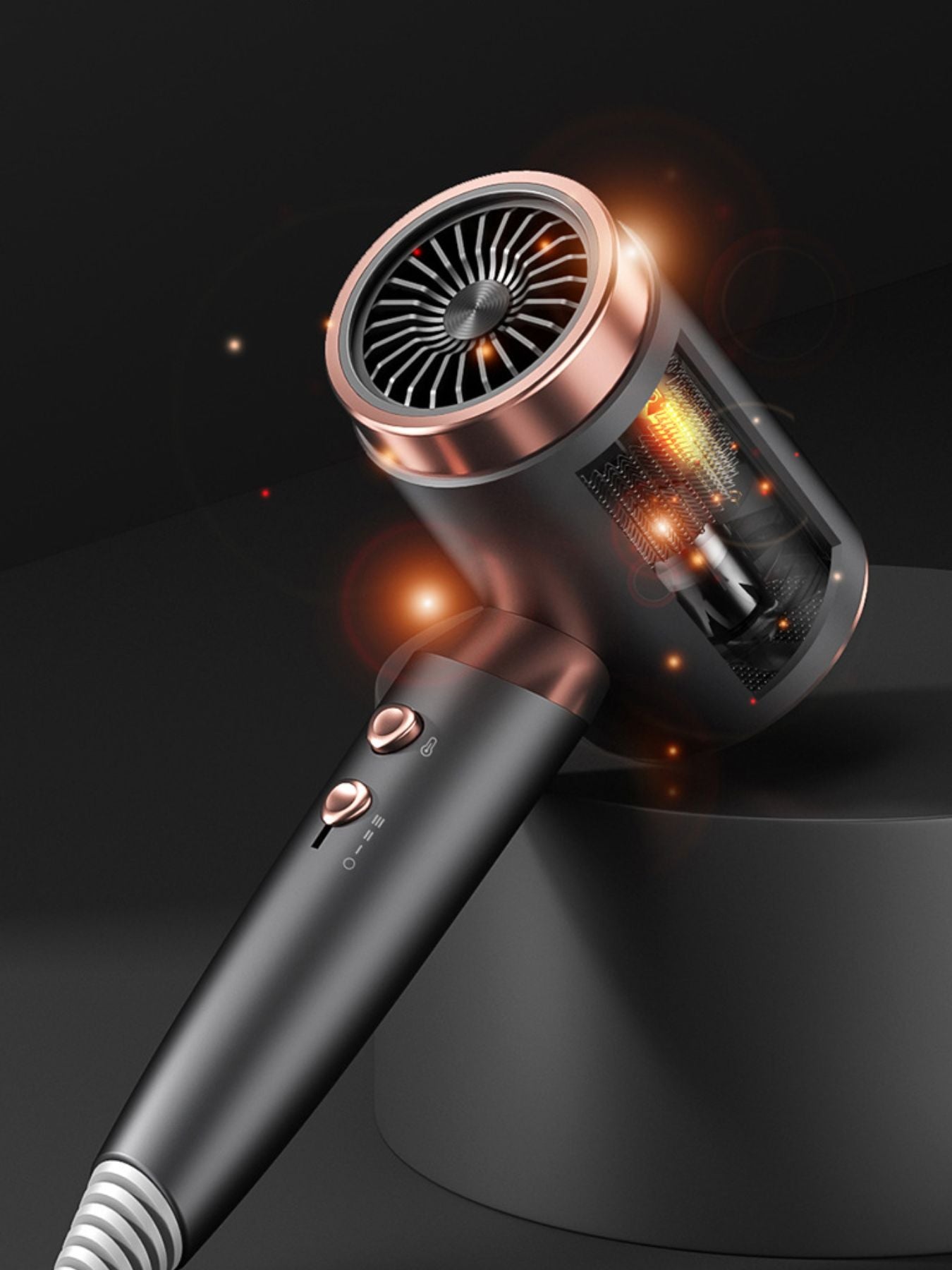 Dark gray Trendsi negative ion household hair dryer with European plug, lightweight design, and ergonomic handle for easy styling.