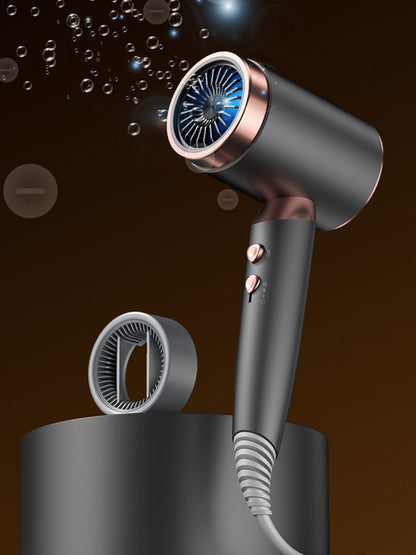 Dark gray Trendsi negative ion household hair dryer with European plug, showing its compact design and ergonomic handle.