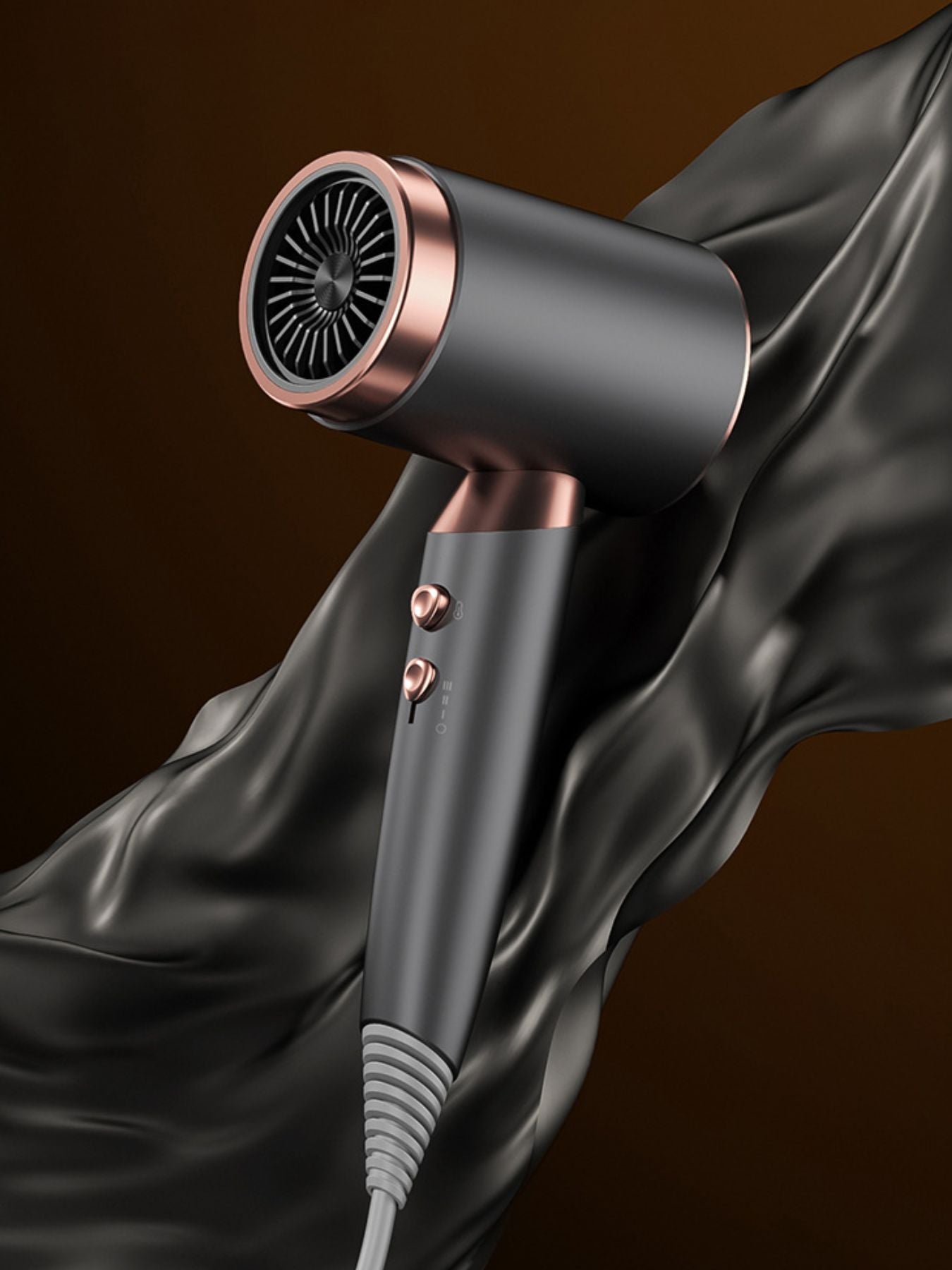 Dark gray negative ion household hair dryer with European plug by Trendsi, featuring a sleek design and ergonomic handle.