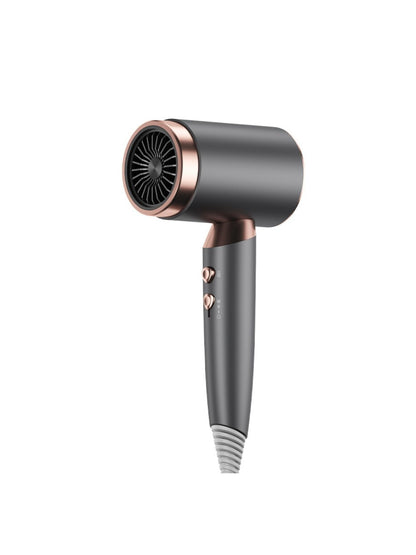 Dark gray Trendsi negative ion household hair dryer with European plug, showcasing a compact, modern design for quick, gentle drying.