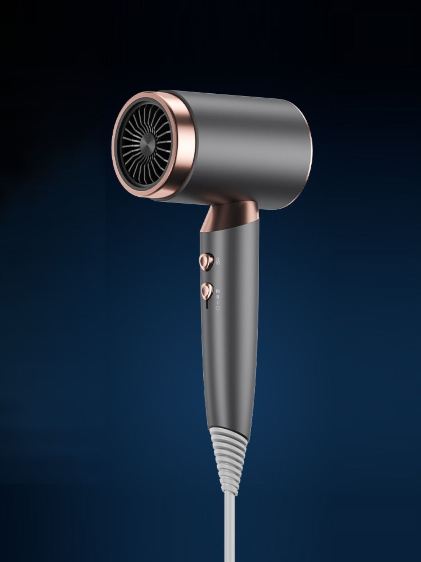 Dark gray negative ion household hair dryer with European plug, branded by Trendsi, showcasing a sleek design for quick hair drying.