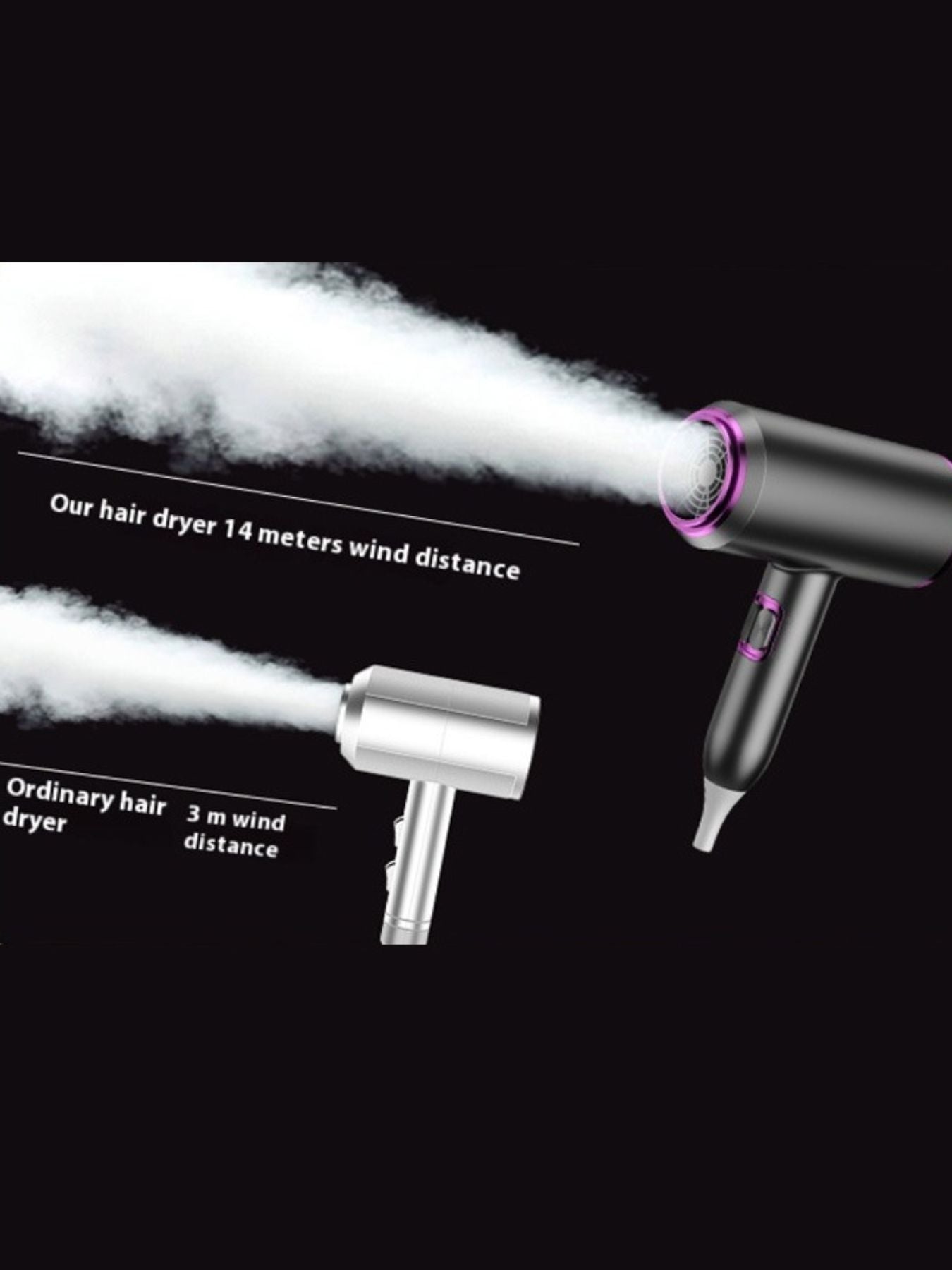 Dark gray portable household hair dryer by Trendsi with negative ion technology and European plug.