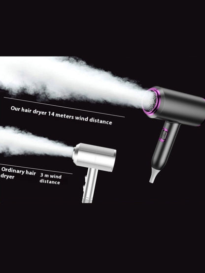 Dark gray portable household hair dryer by Trendsi with negative ion technology and European plug.