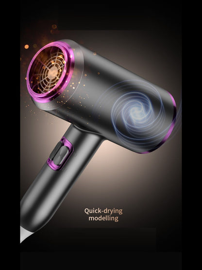 Dark gray portable negative ion household hair dryer with European plug, compact design, and ergonomic handle by Trendsi.