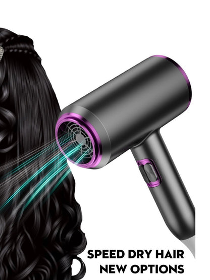 Dark gray portable household hair dryer with negative ion technology and European plug by Trendsi