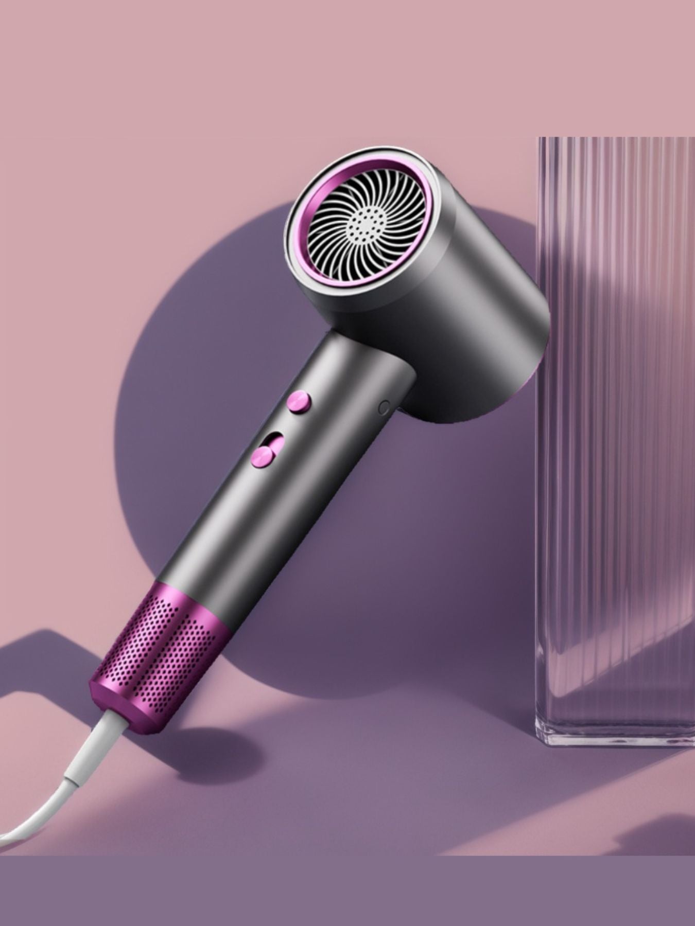 Dark gray Trendsi high-speed hair dryer with temperature control and European plug, designed for fast drying and styling.