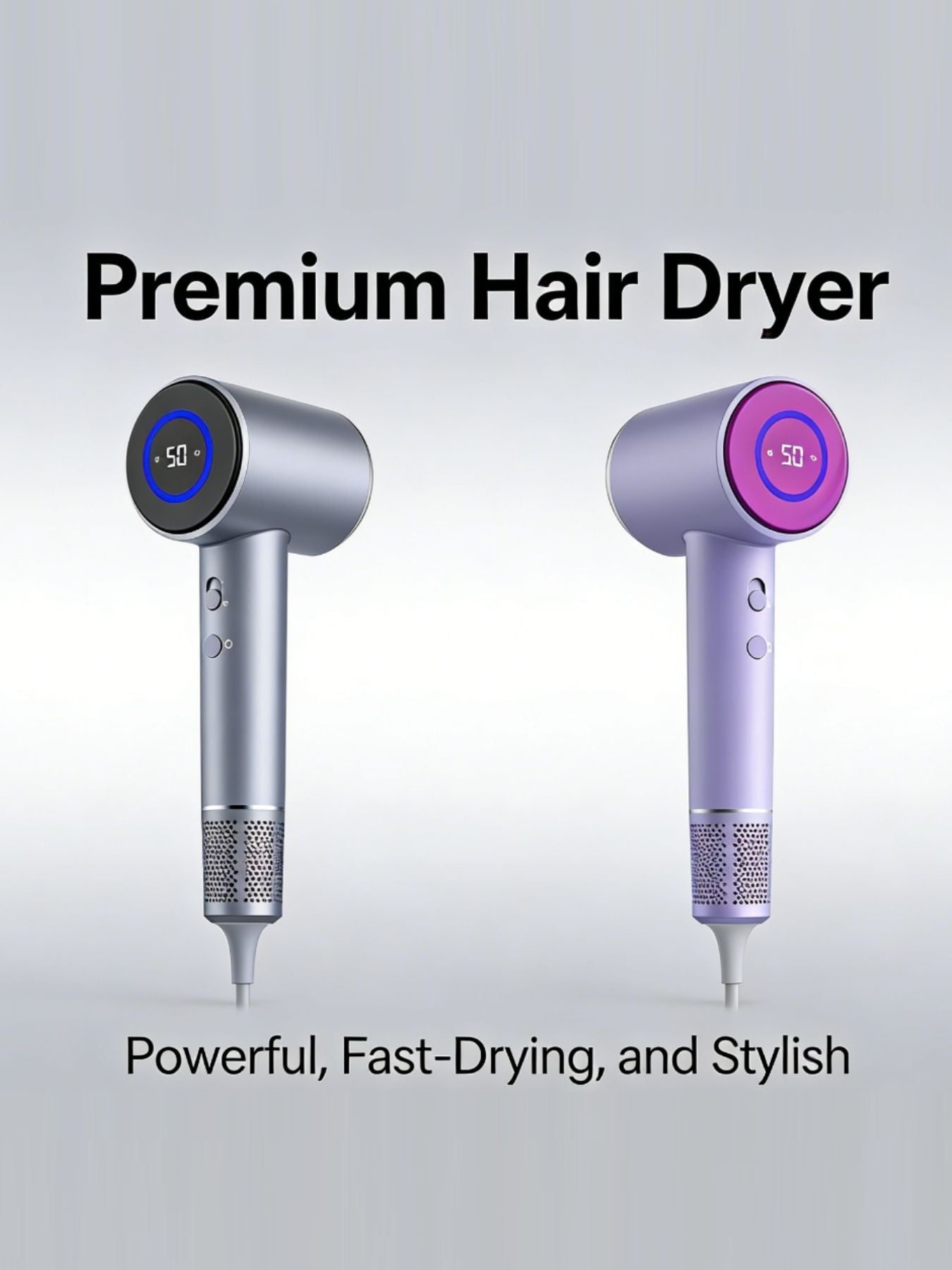 Dark gray Trendsi high-speed hair dryer with North American plug, showcasing its sleek design and fast-drying features.