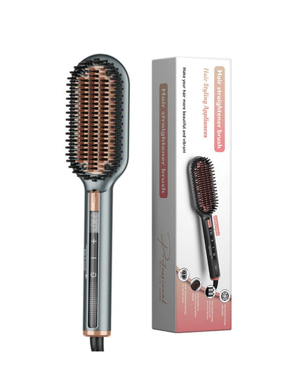 Dark gray Trendsi fast heating hair straightening comb with North American plug, designed for quick styling and sleek hair.