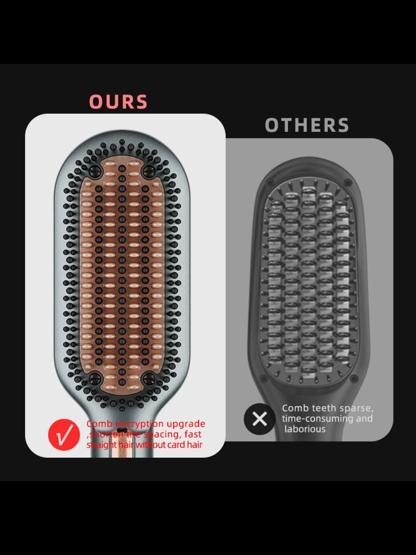Dark gray Trendsi fast heating hair straightening comb with North American plug, designed for quick and easy hair styling.