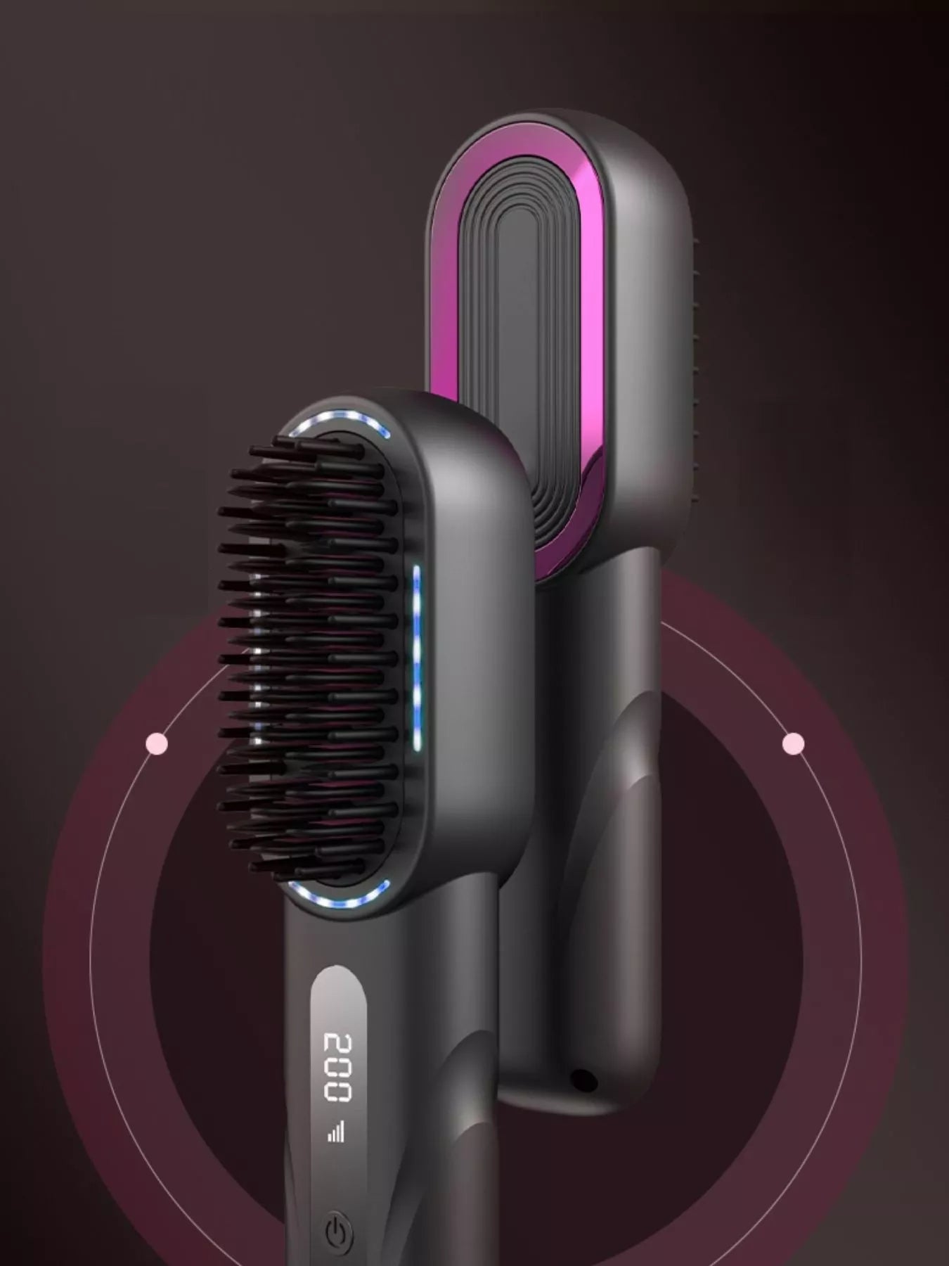 Dark gray Trendsi fast heating straightening comb with ergonomic design for quick hair styling.