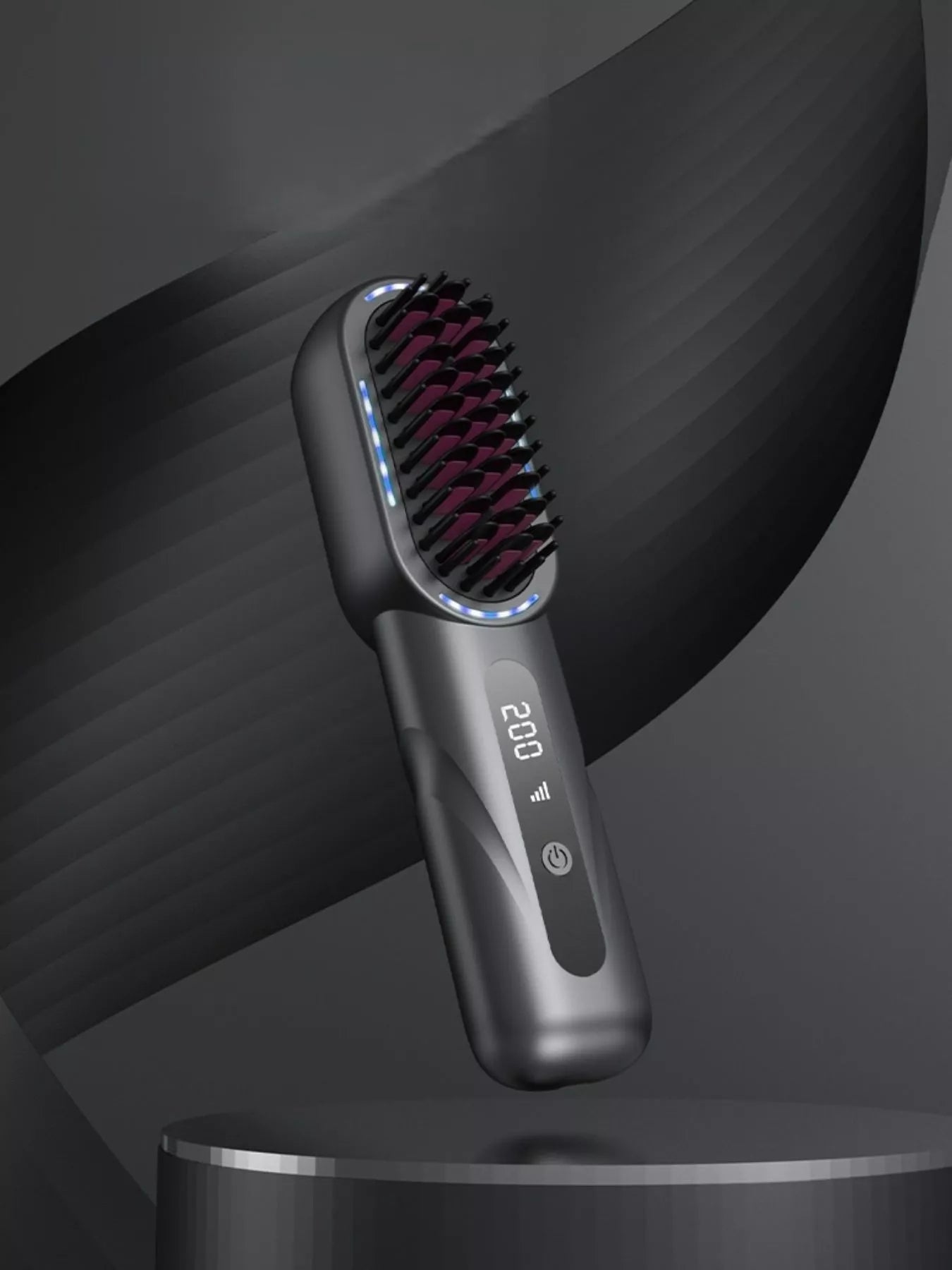 Dark gray Trendsi fast heating straightening comb with wide teeth for quick, smooth hair styling.