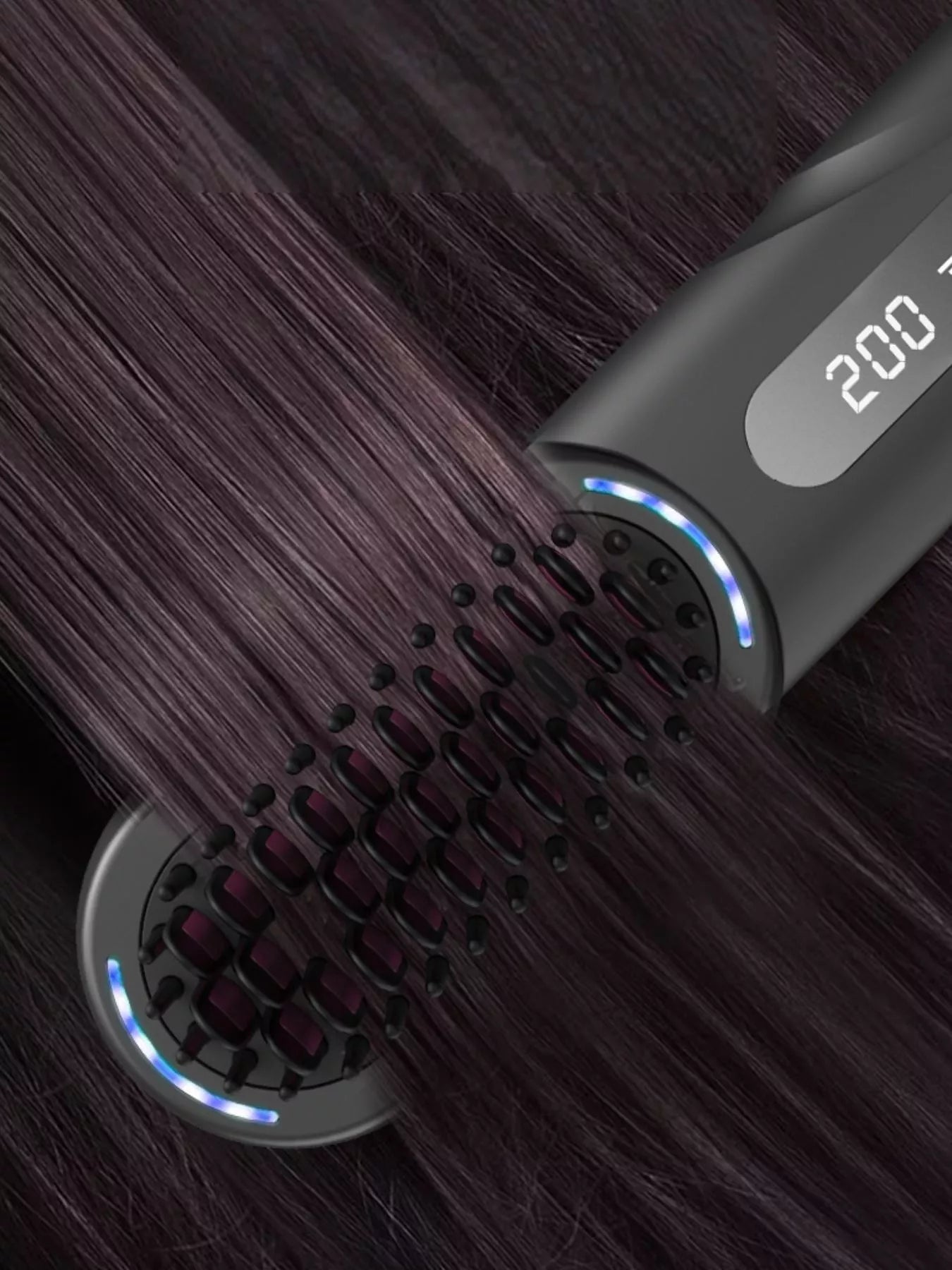 Dark gray Trendsi fast heating straightening comb with wide teeth for efficient hair styling, shown on a white background.
