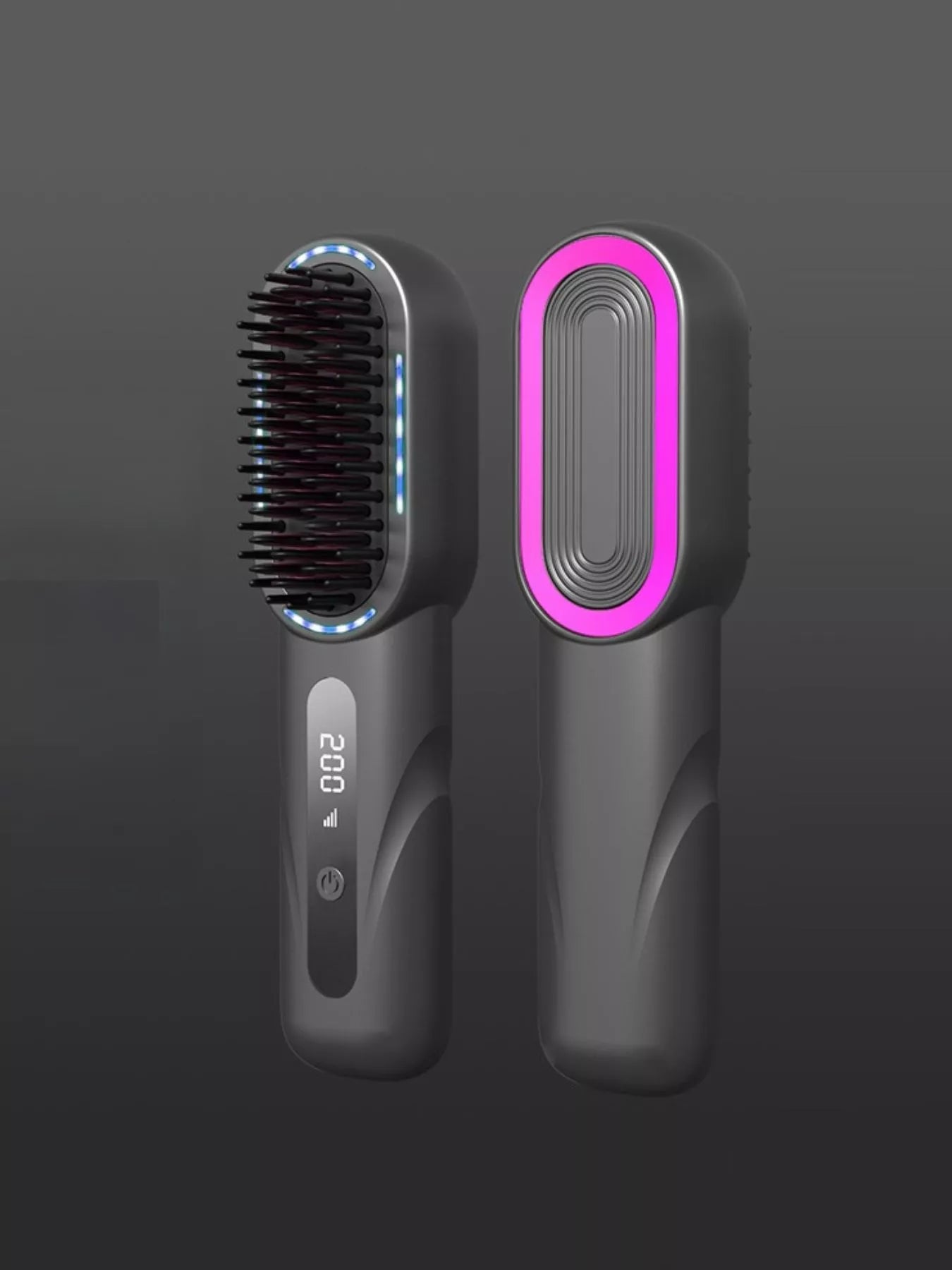 Dark gray Trendsi fast heating straightening comb with wide teeth for efficient hair styling on a one-size design.