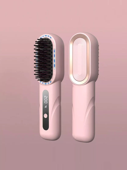 Dark gray Trendsi fast heating straightening comb with ergonomic handle for easy hair styling and straightening.