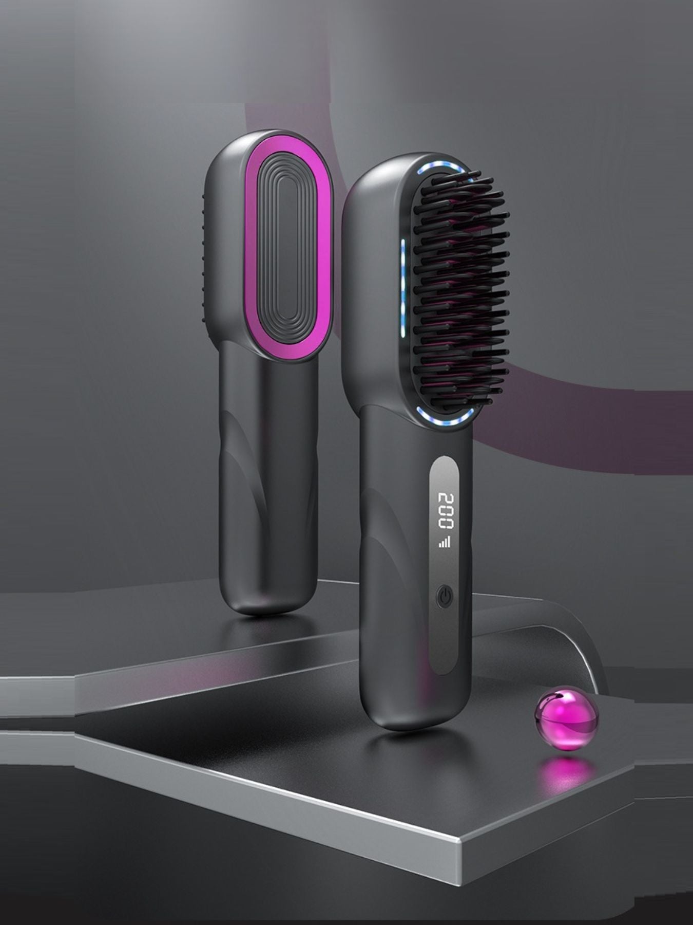 Dark gray Trendsi fast heating straightening comb with ergonomic design, ideal for quick and efficient hair styling.