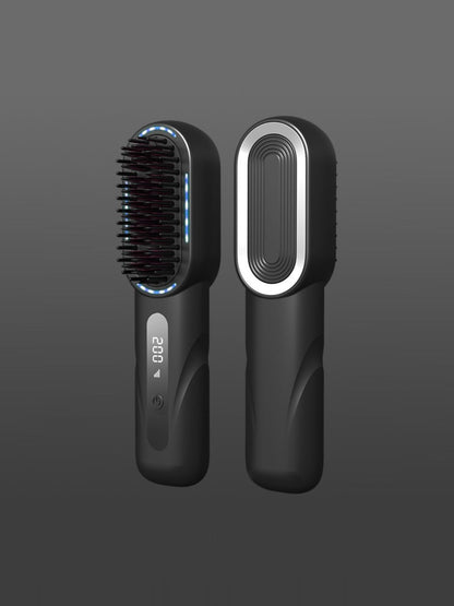 Dark gray Trendsi fast heating straightening comb with ergonomic handle, designed for quick, easy hair straightening.