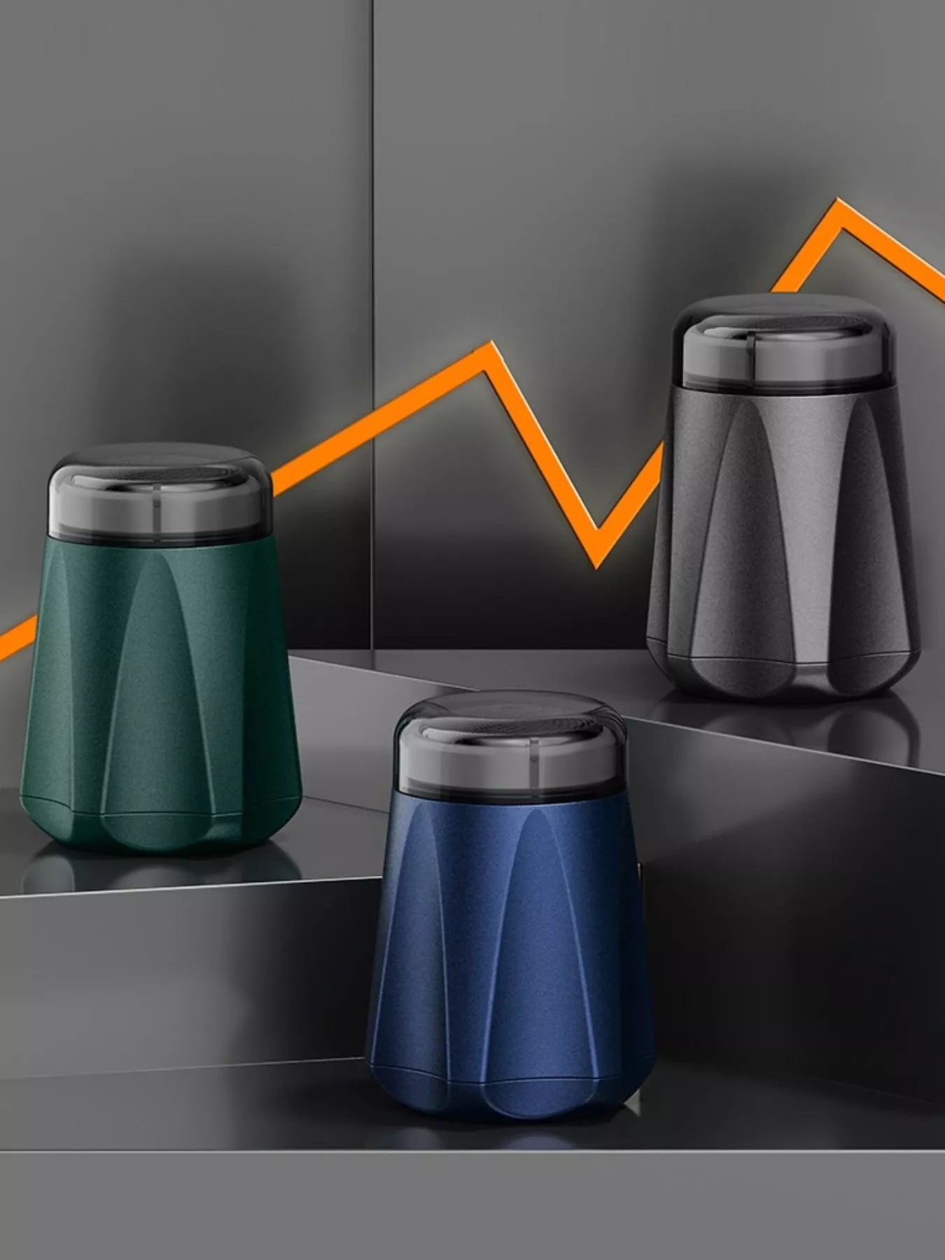 Dark gray portable mini electric shaver by Trendsi, compact design with blades visible for precise facial grooming.