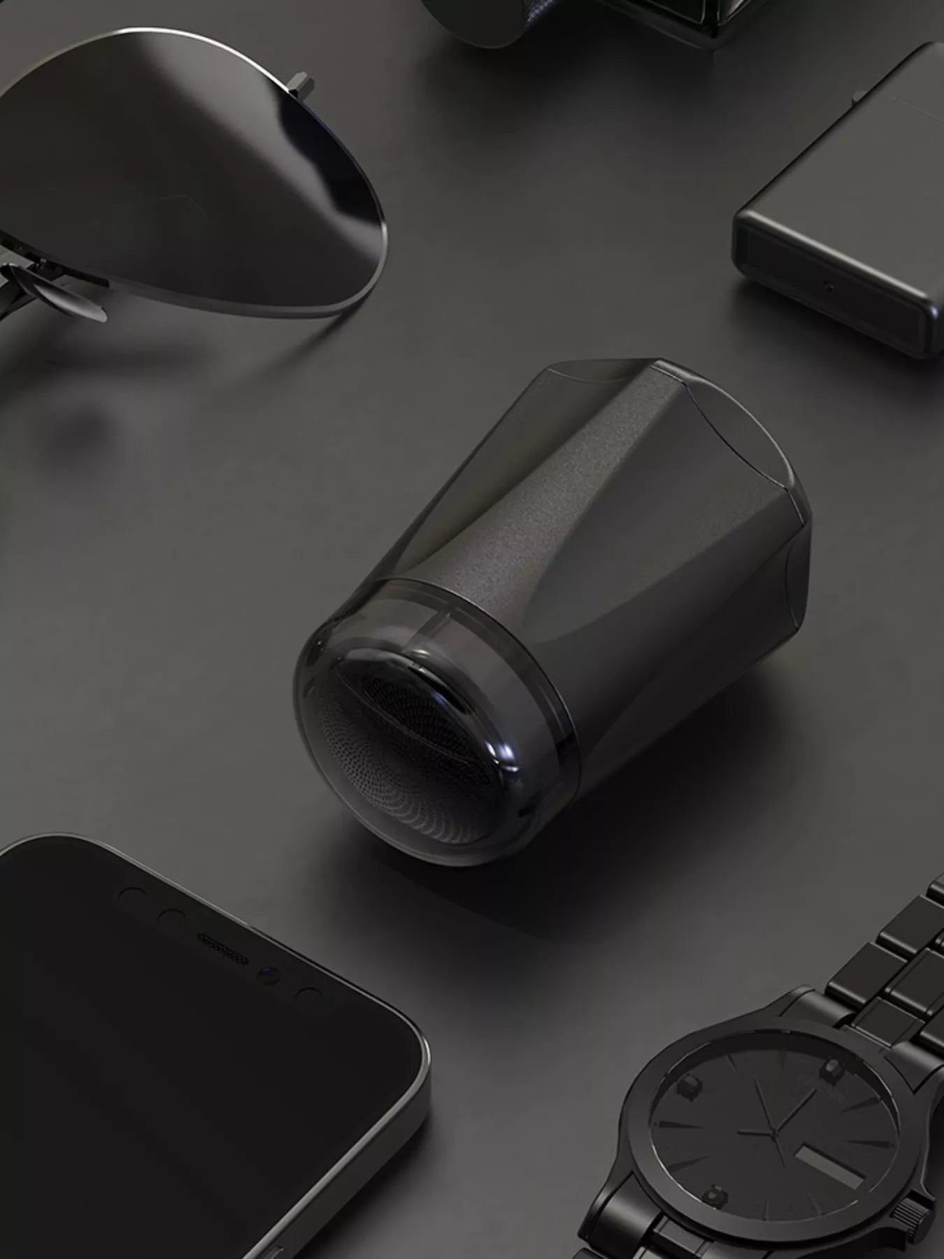 Dark gray portable mini electric shaver by Trendsi, compact design ideal for travel and quick grooming.