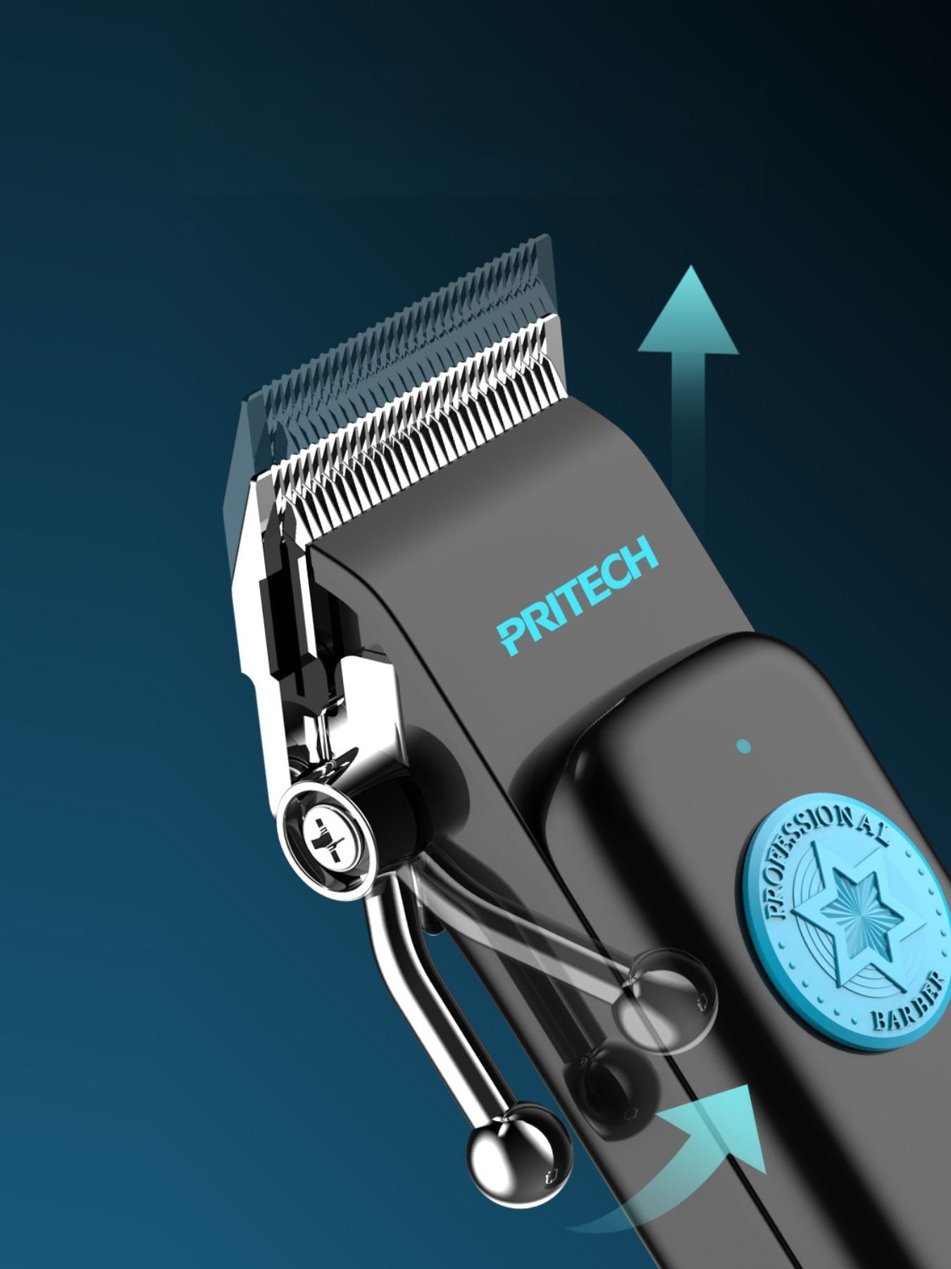 Dark gray cordless hair clipper by Trendsi with LED display, showcasing sleek design and adjustable blades for easy haircutting.