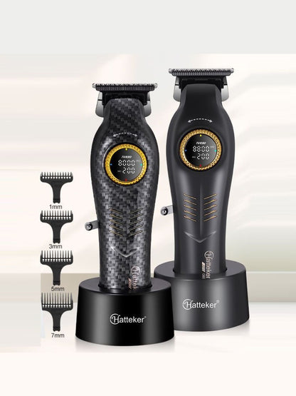 Dark gray cordless hair clipper with LED display from Trendsi, showcasing a sleek, compact design for easy grooming.