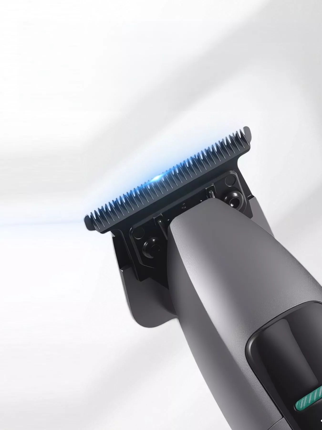 Dark gray cordless hair clipper with LED display from Trendsi, showing adjustable blades and ergonomic design.