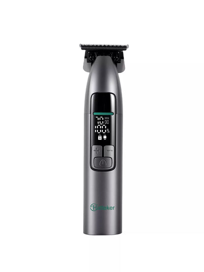 Dark gray cordless hair clipper with LED display from Trendsi, featuring adjustable blades and ergonomic design for precise grooming.