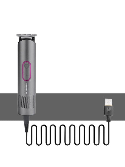 Dark gray cordless rechargeable hair clipper by Trendsi, shown with adjustable blades and ergonomic design for easy grooming.