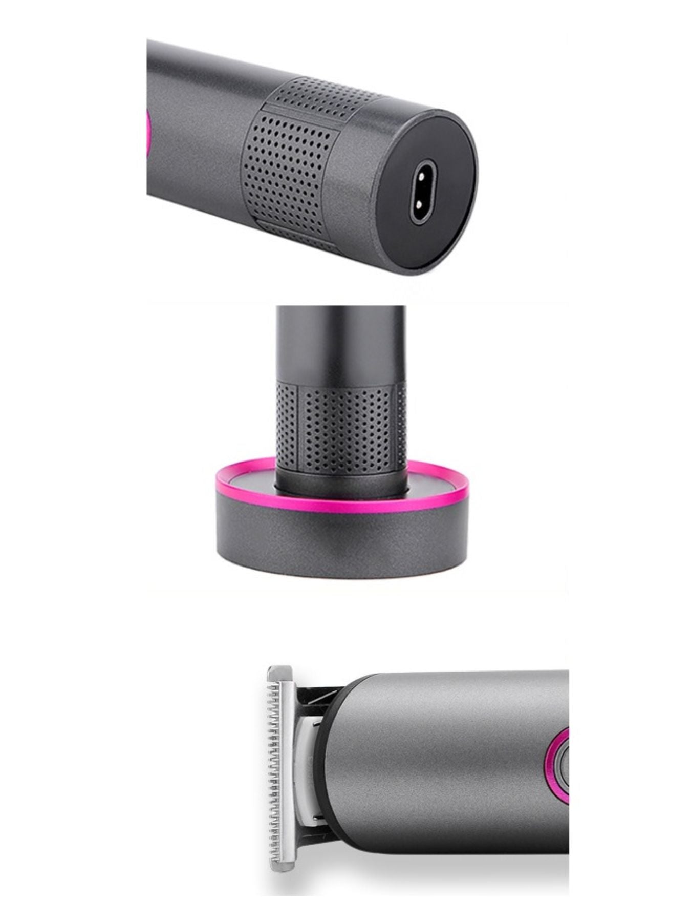 Dark gray cordless rechargeable hair clipper from Trendsi, featuring a sleek design and ergonomic handle for easy styling.