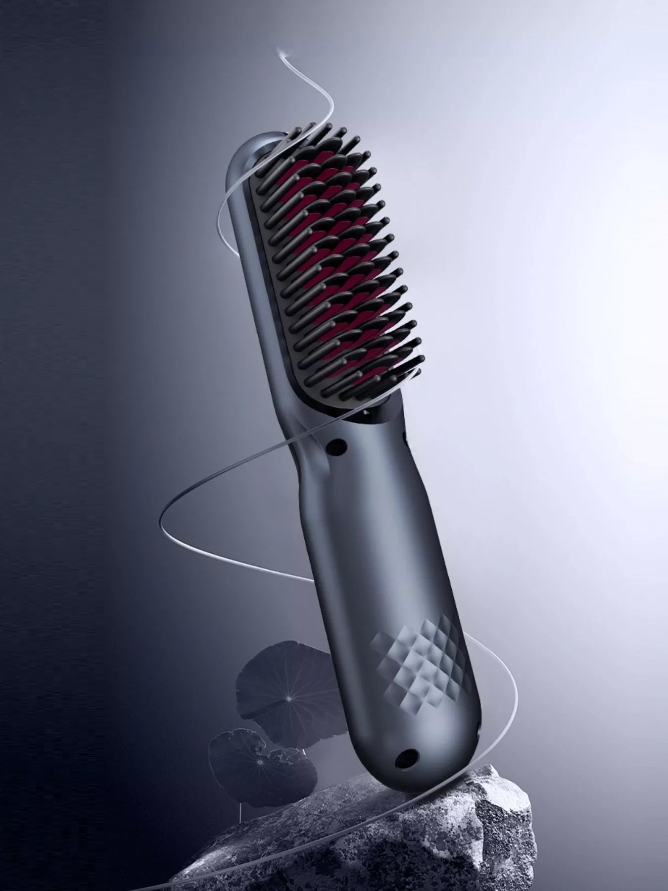 Dark gray Trendsi heated straightening comb, one size, with ceramic plates for smooth, straight hair styling.