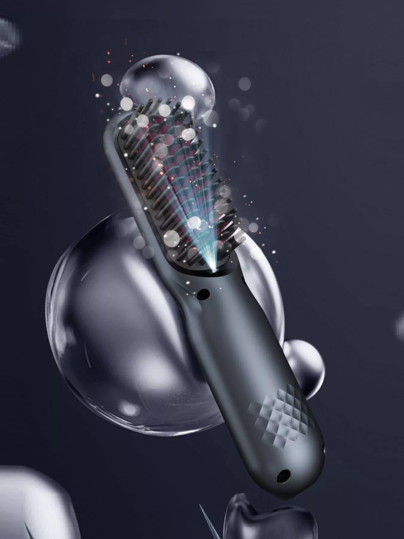 Dark gray Trendsi heated straightening comb with ergonomic handle and ceramic plates for smooth, sleek hair styling.