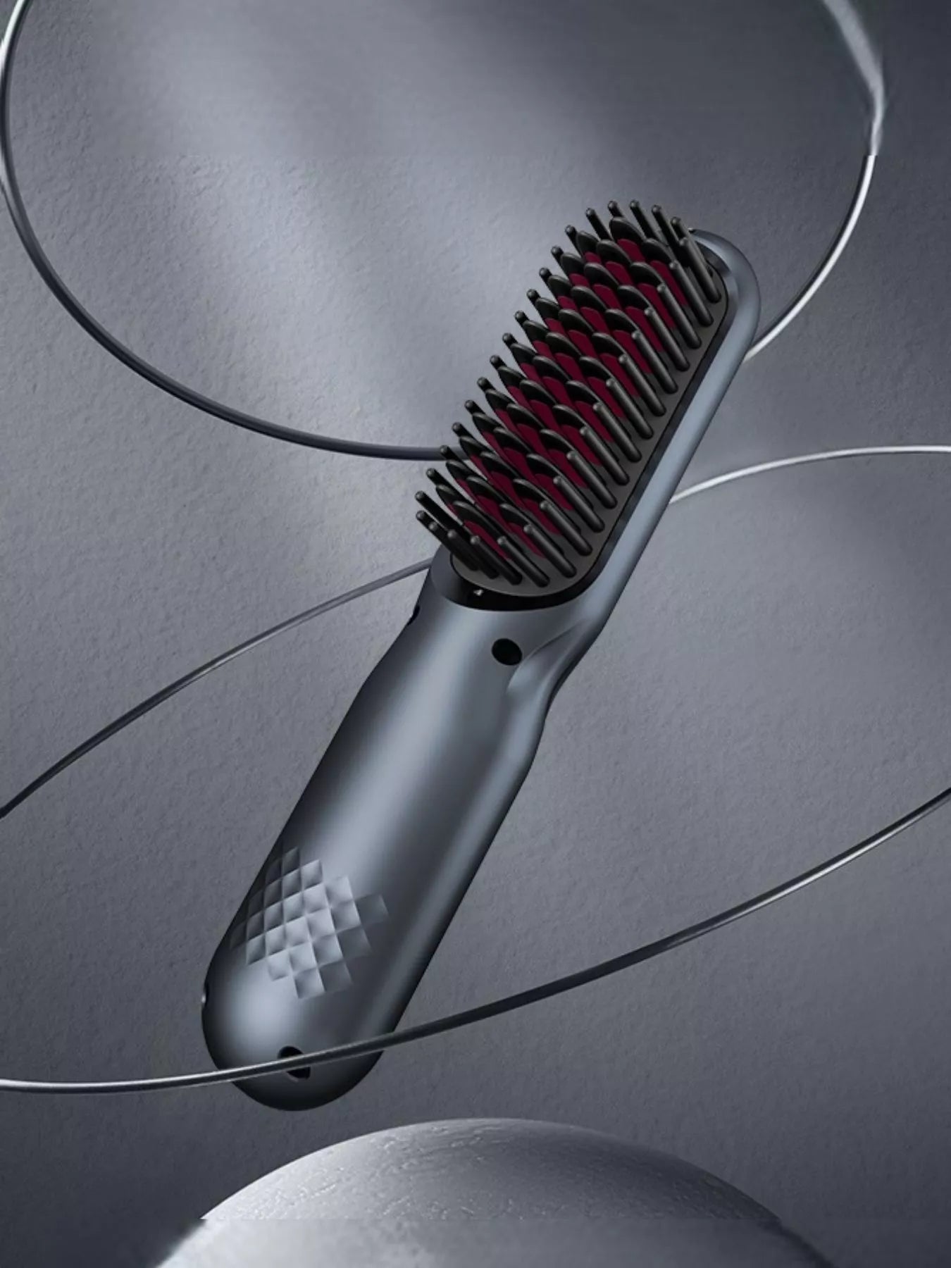 Dark gray Trendsi heated straightening comb with ergonomic handle, designed for smooth, easy hair styling.