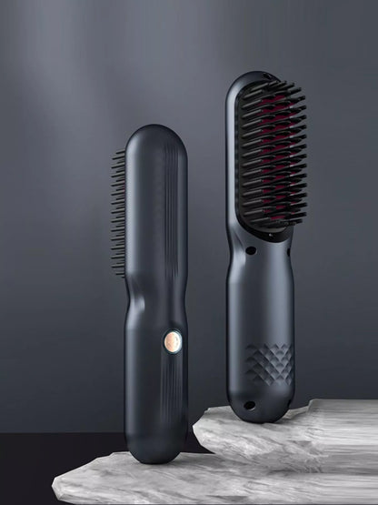 Dark gray Trendsi heated straightening comb with ergonomic design, ideal for quick, salon-quality hair styling.