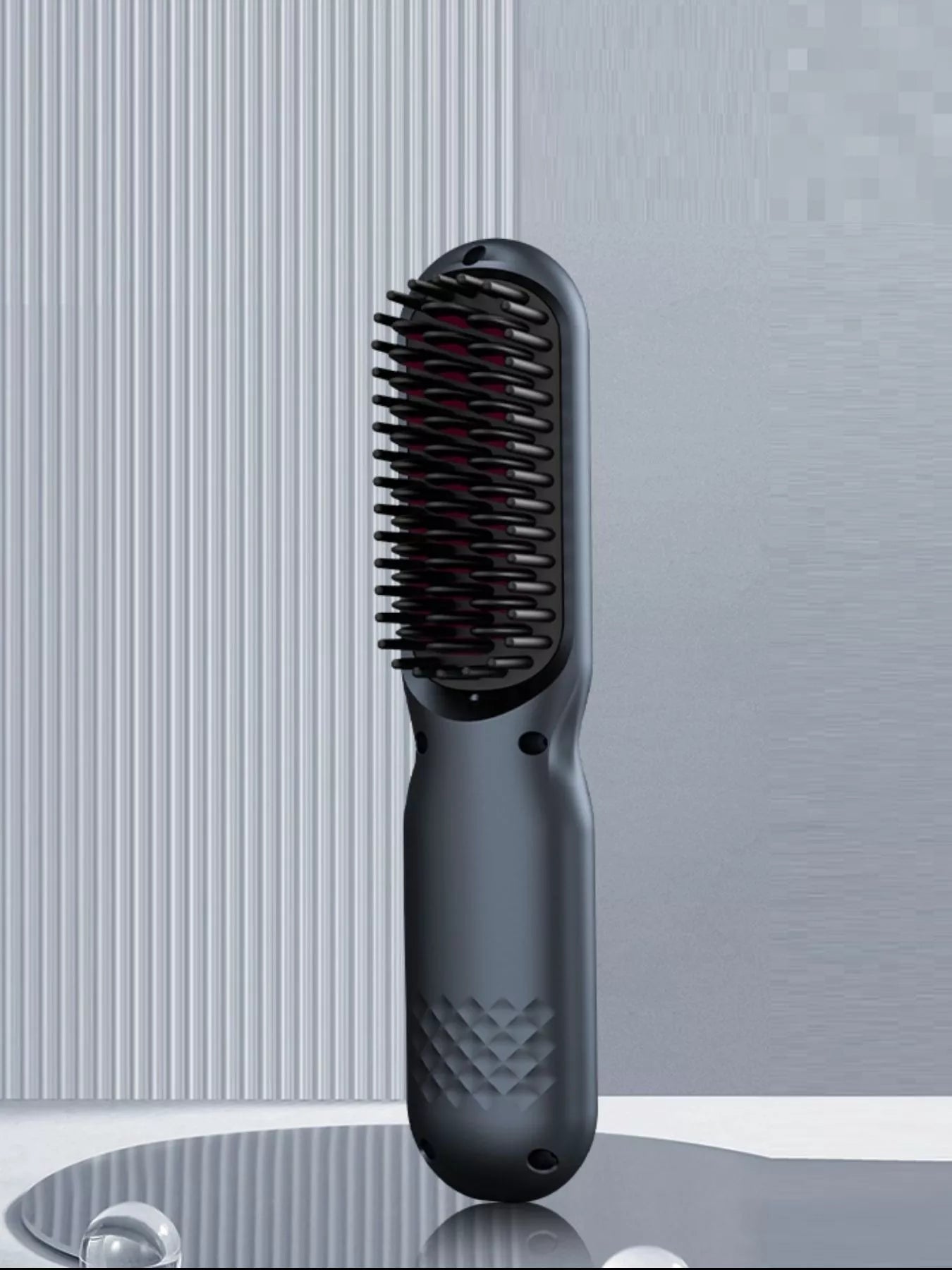 Dark gray Trendsi heated straightening comb with ergonomic handle and adjustable temperature for smooth, sleek hair styling.