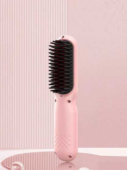 Dark gray heated straightening comb by Trendsi, featuring ceramic plates and ergonomic handle for smooth, frizz-free hair styling.