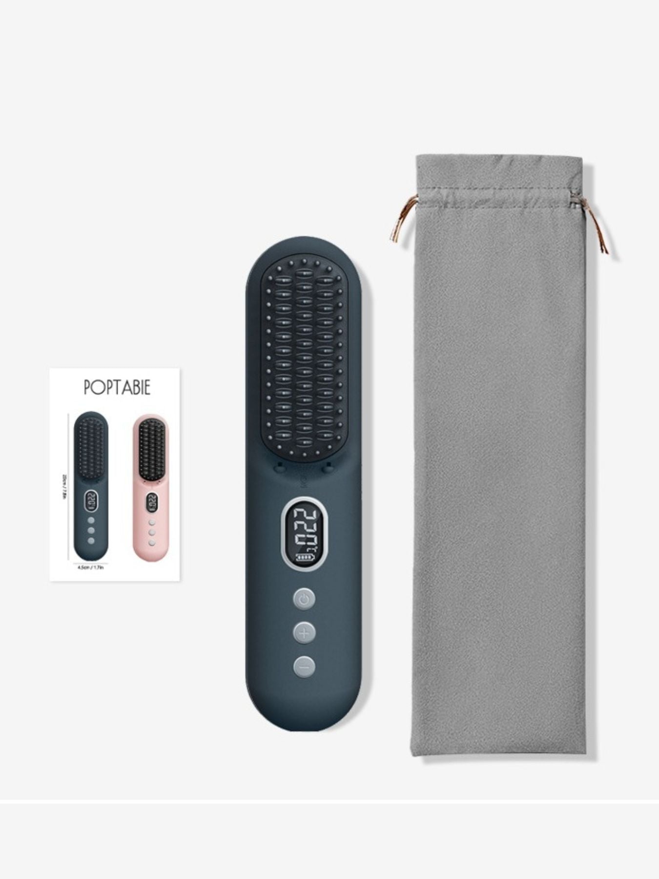 Dark gray heated straightening comb by Trendsi, designed for effortless hair styling and straightening.