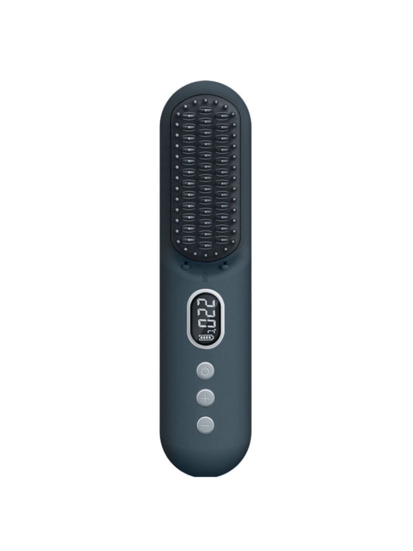 Dark gray Trendsi heated straightening comb with wide teeth, designed for smooth, sleek hair styling.