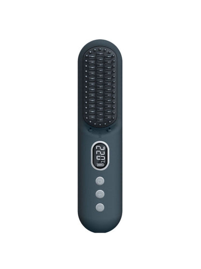 Dark gray Trendsi heated straightening comb with wide teeth, designed for smooth, sleek hair styling.