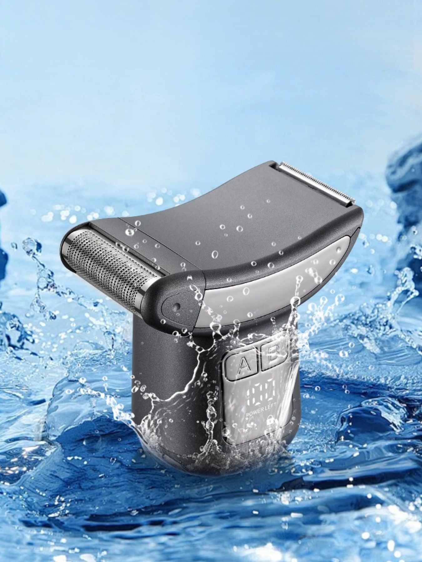 Dark gray portable electric shaver by Trendsi with compact design and one-size-fits-all features.