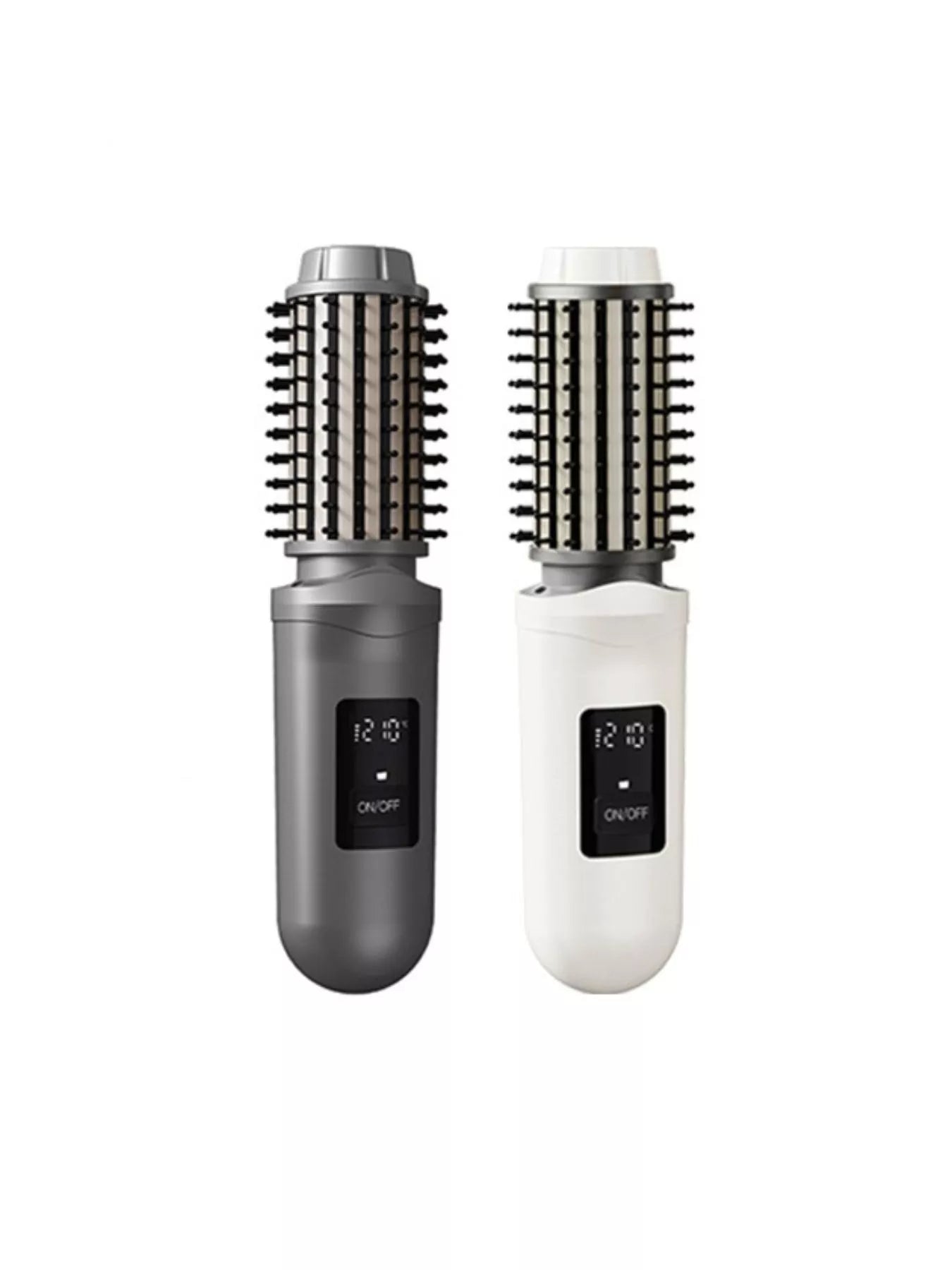 Dark gray Trendsi portable hot air brush with ergonomic handle and styling vents for easy hair drying and styling.
