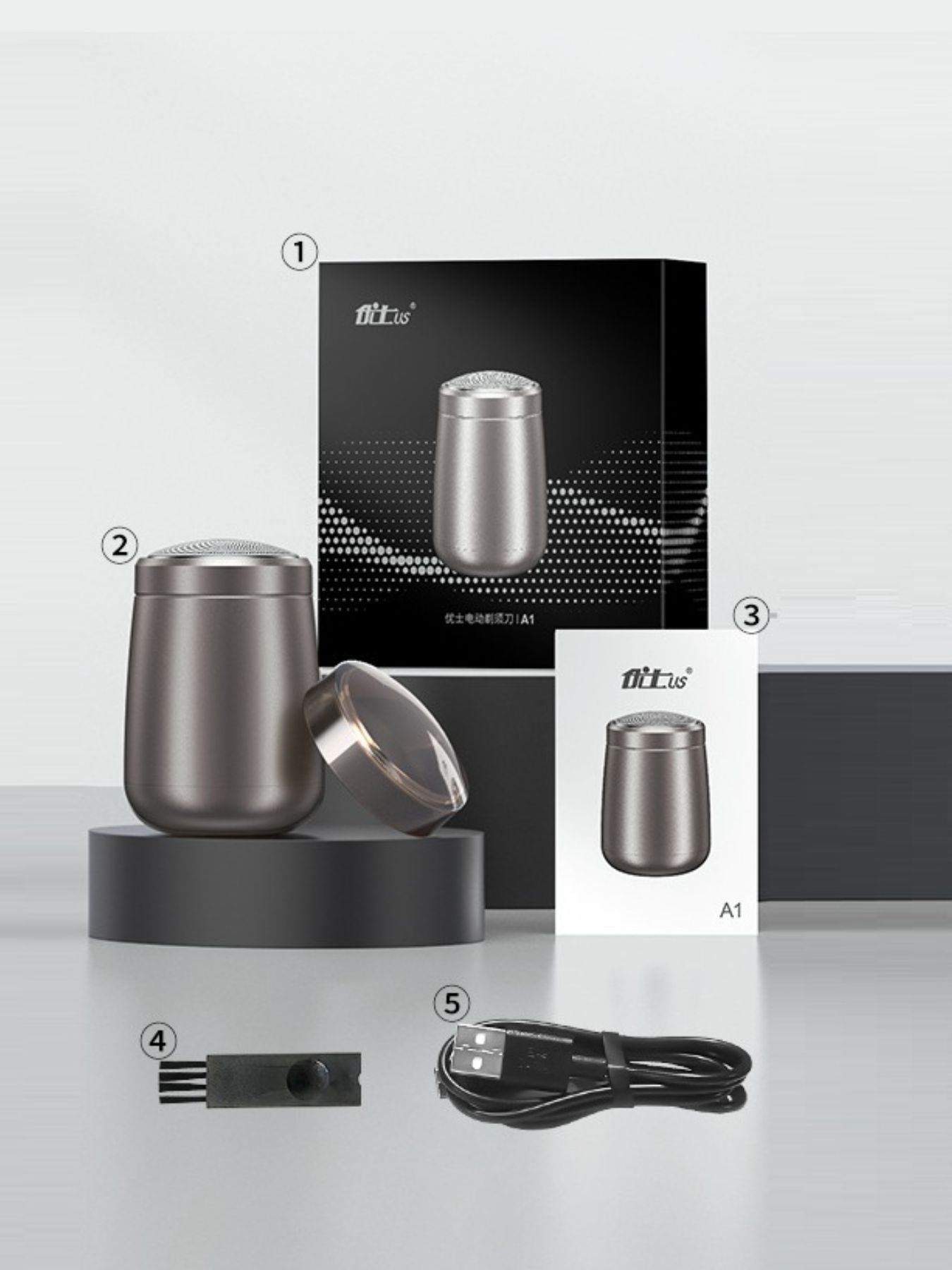 Dark gray portable mini electric shaver by Trendsi, compact design ideal for on-the-go grooming.