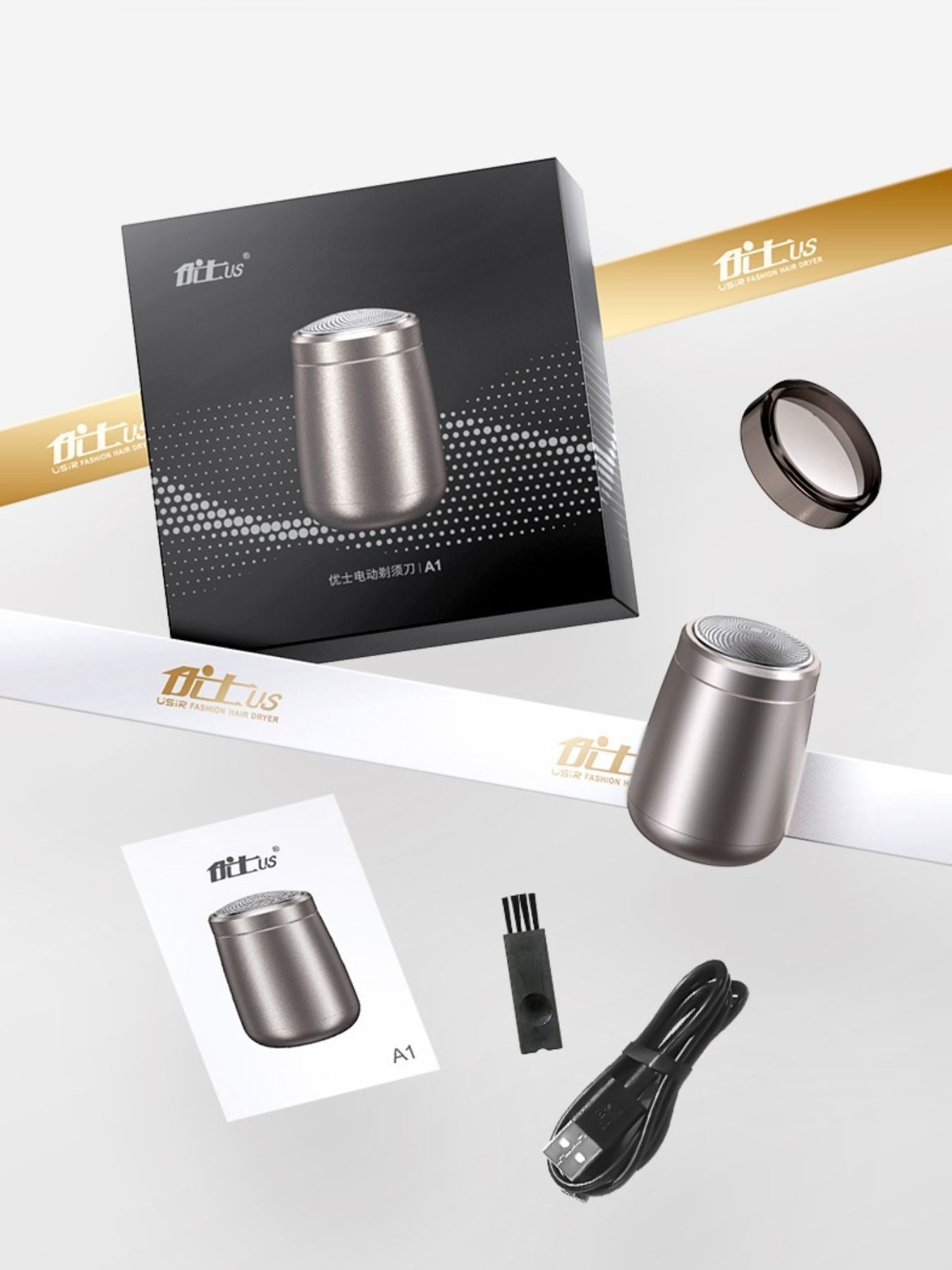 Dark gray portable mini electric shaver by Trendsi, compact design for easy grooming on the go.