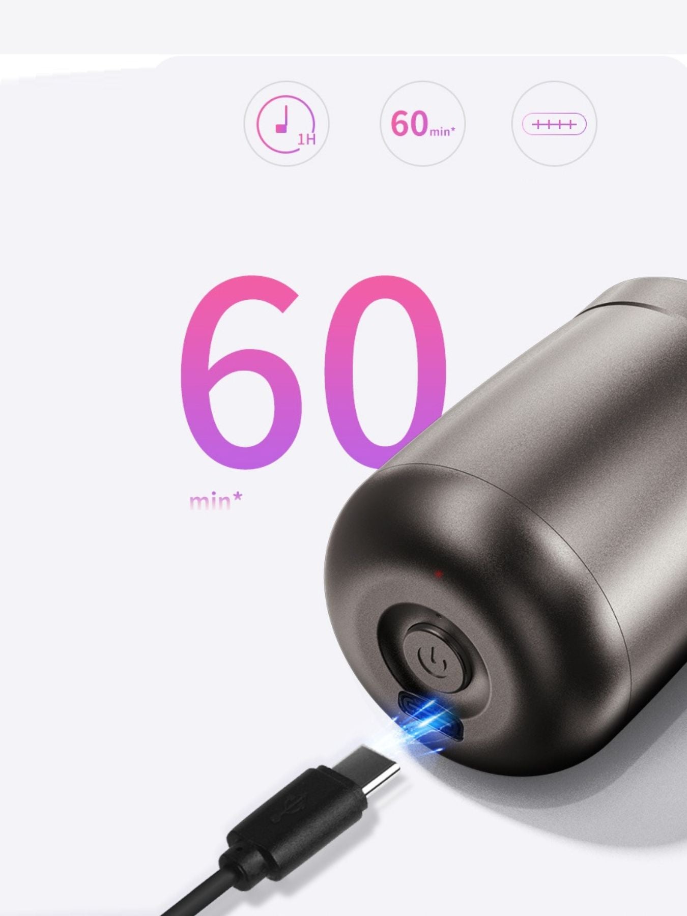 Dark gray portable mini electric shaver from Trendsi with compact design and one-size-fits-all functionality.